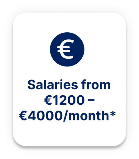 Salaries from €1200 - €1400 per month