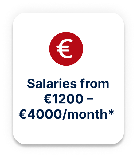 Salaries from €1200 - €1400 per month